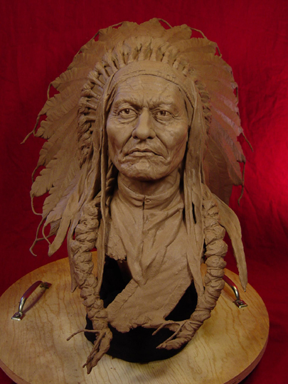 SITTING BULL Clay Sculpture