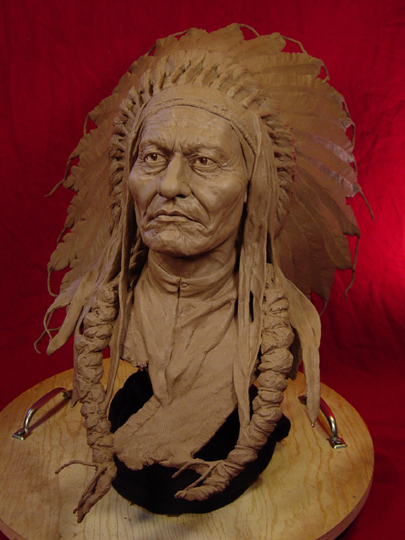 SITTING BULL Clay Sculpture