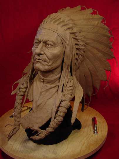 SITTING BULL Clay Sculpture