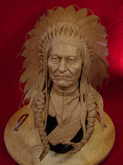 SITTING BULL Clay Sculpture