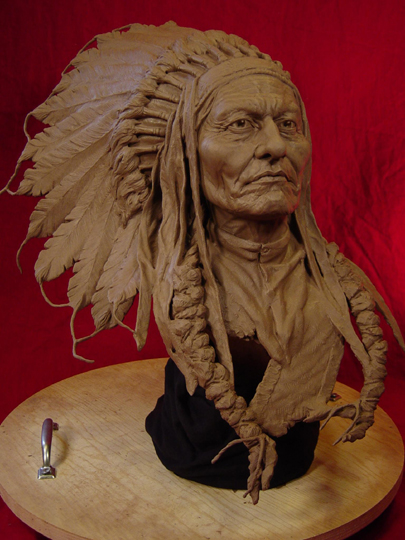 SITTING BULL Clay Sculpture