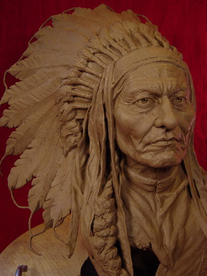 SITTING BULL Clay Sculpture