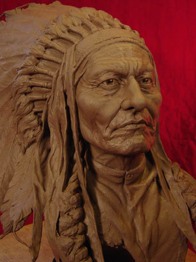 SITTING BULL Clay Sculpture