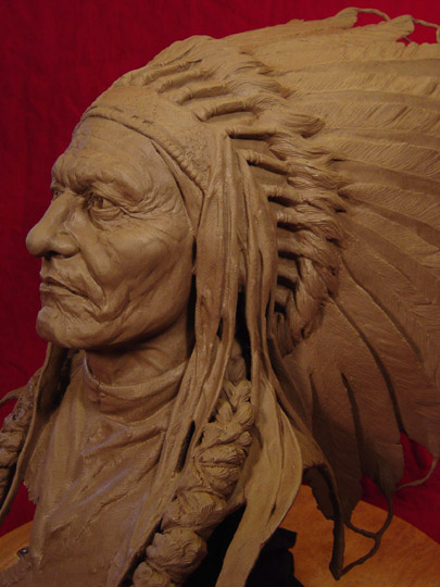 SITTING BULL Clay Sculpture