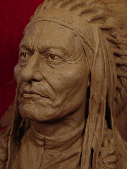 SITTING BULL Clay Sculpture