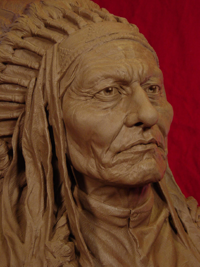 SITTING BULL Clay Sculpture