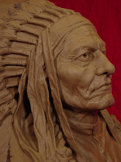 SITTING BULL Clay Sculpture