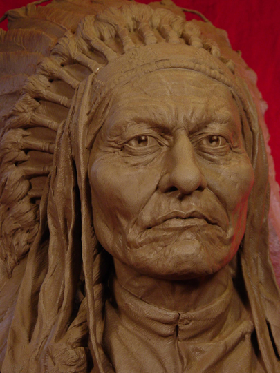 SITTING BULL Clay Sculpture