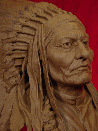 SITTING BULL Clay Sculpture