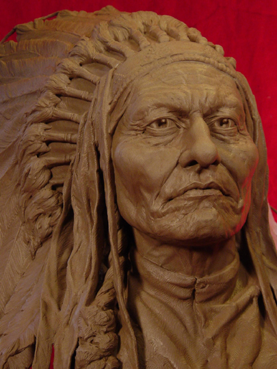 SITTING BULL Clay Sculpture