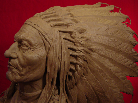 SITTING BULL Clay Sculpture