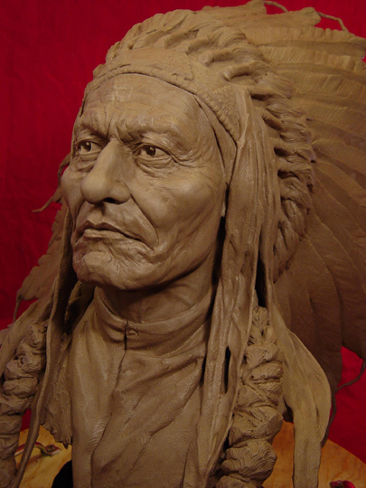 SITTING BULL Clay Sculpture