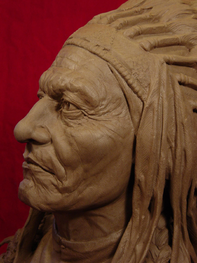 SITTING BULL Clay Sculpture