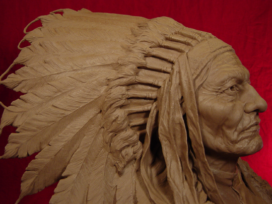 SITTING BULL Clay Sculpture