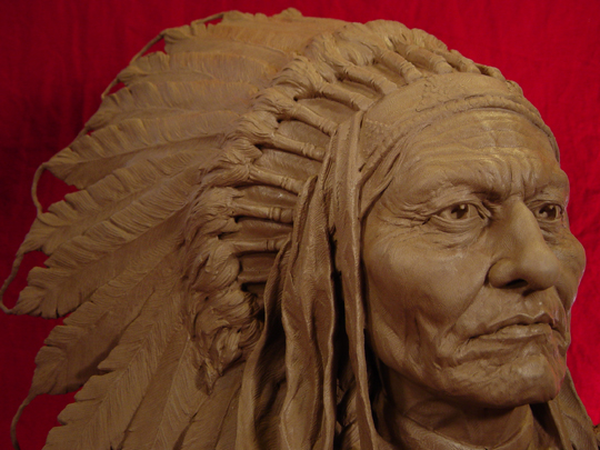 SITTING BULL Clay Sculpture