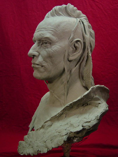 ALGONQUIN Life-size Bust Clay Sculpture by Greg Polutanovich