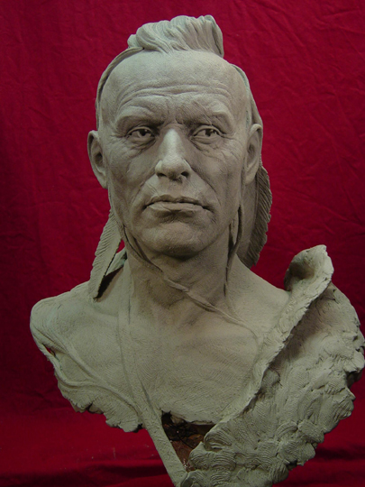 ALGONQUIN Life-size Bust Clay Sculpture by Greg Polutanovich