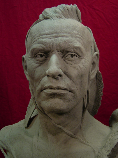 ALGONQUIN Life-size Bust Clay Sculpture by Greg Polutanovich