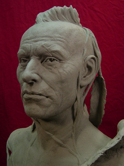 ALGONQUIN Life-size Bust Clay Sculpture by Greg Polutanovich