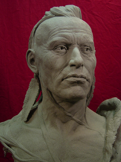 ALGONQUIN Life-size Bust Clay Sculpture by Greg Polutanovich