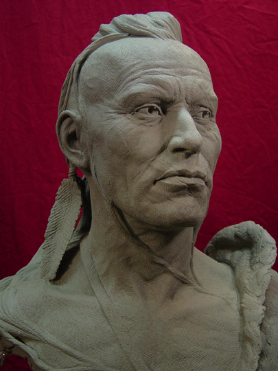 ALGONQUIN Life-size Bust Clay Sculpture by Greg Polutanovich