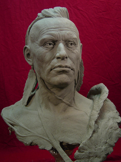 ALGONQUIN Life-size Bust Clay Sculpture by Greg Polutanovich