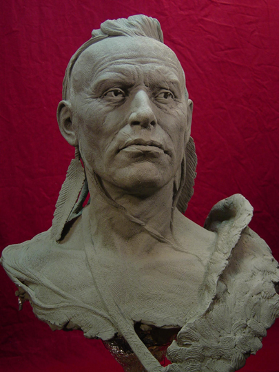 ALGONQUIN Life-size Bust Clay Sculpture by Greg Polutanovich