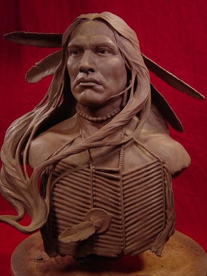 Wind In His Hair Clay Sculpture