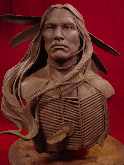 Wind In His Hair Clay Sculpture