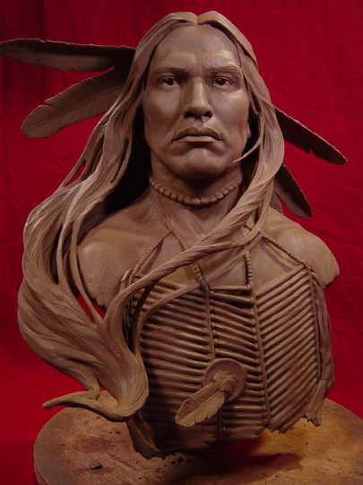 Wind In His Hair Clay Sculpture