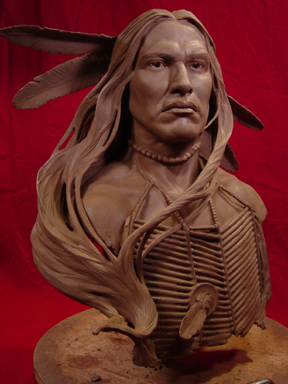 Wind In His Hair Clay Sculpture