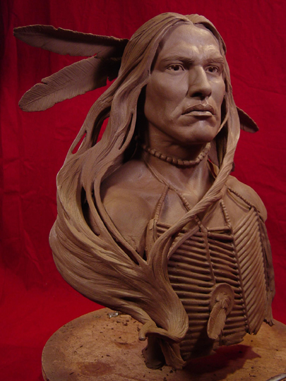 Wind In His Hair Clay Sculpture