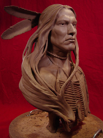 Wind In His Hair Clay Sculpture