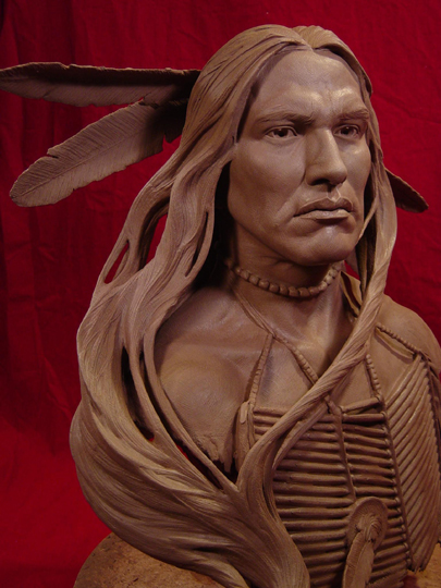 Wind In His Hair Clay Sculpture