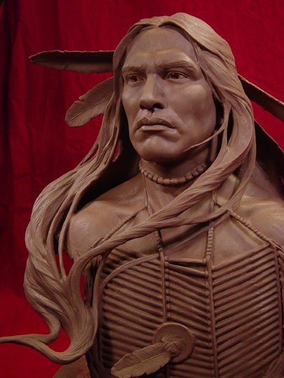 Wind In His Hair Clay Sculpture