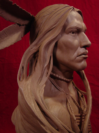 Wind In His Hair Clay Sculpture